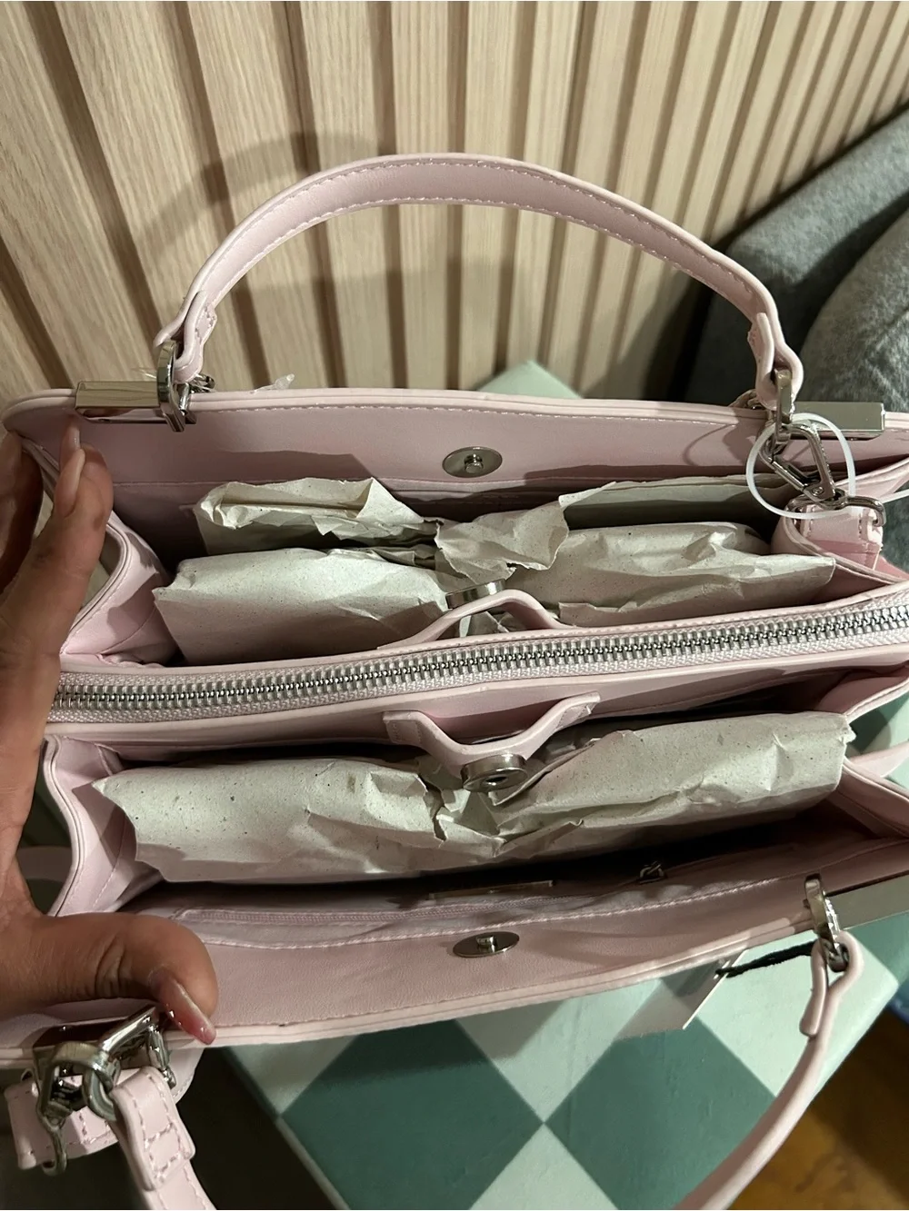 Steve Madden Light Pink Chain-Handle Satchel